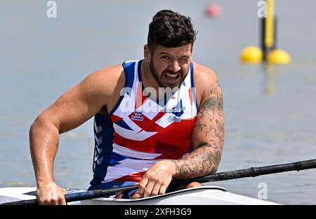 Seghedino. Ungheria. 10 maggio 2024. La Coppa del mondo di canoa 2024 ICF e i Campionati del mondo di Paracanoe. Parco acquatico olimpico di Szeged. David Phillipson (GBR) durante i Campionati del mondo Paracanoe/Canoe Sprint World Cup a Szeged, Ungheria. Foto Stock
