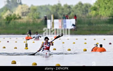 Seghedino. Ungheria. 10 maggio 2024. La Coppa del mondo di canoa 2024 ICF e i Campionati del mondo di Paracanoe. Parco acquatico olimpico di Szeged. Jeanette Chippington (GBR) durante i Campionati del mondo Paracanoe/Canoe Sprint World Cup a Szeged, Ungheria. Foto Stock