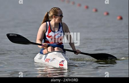 Seghedino. Ungheria. 10 maggio 2024. La Coppa del mondo di canoa 2024 ICF e i Campionati del mondo di Paracanoe. Parco acquatico olimpico di Szeged. Laura Sugar (GBR) durante i Campionati del mondo Paracanoe/Canoe Sprint World Cup a Szeged, Ungheria. Foto Stock