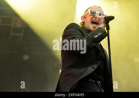 Roskilde, Danimarca. 3 luglio 2024. Frank Carter e i Rattlesnakes suonano all'EOS al Roskilde Festival mercoledì 3 luglio 2024. (Foto: Helle Arensbak/Ritzau Scanpix) credito: Ritzau/Alamy Live News Foto Stock