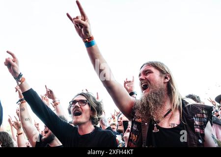 Roskilde, Danimarca. 3 luglio 2024. Frank Carter e i Rattlesnakes suonano all'EOS al Roskilde Festival mercoledì 3 luglio 2024. (Foto: Helle Arensbak/Ritzau Scanpix) credito: Ritzau/Alamy Live News Foto Stock