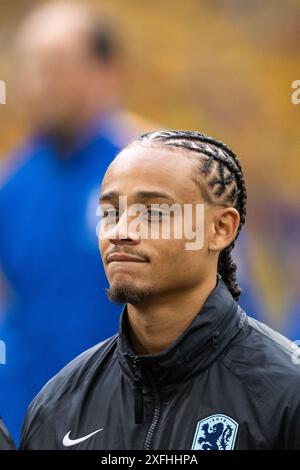 Monaco, Germania. 2 luglio 2024. Xavi Simons dei Paesi Bassi visto durante il turno di UEFA Euro 2024 di 16 partite tra Romania e Paesi Bassi all'Allianz Arena di Monaco. Foto Stock