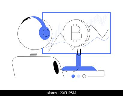 Illustrazione vettoriale del concetto astratto del bot di trading di criptovaluta. Illustrazione Vettoriale