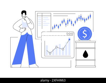 Illustrazione del vettore del concetto astratto di monitoraggio del commercio del petrolio. Illustrazione Vettoriale