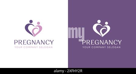 Logo incinta. Questo concetto è una rappresentazione visiva dell'aiutare una coppia incinta ad avere rapidamente figli Illustrazione Vettoriale