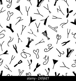 Lettera Y in bianco e nero senza cuciture, semplici lettere disegnate a mano. Illustrazione Vettoriale