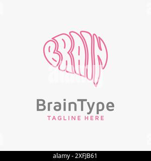 Design del logo Brain Typography Illustrazione Vettoriale