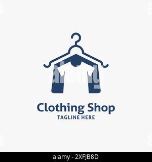 Appendiabiti e appendiabiti per il design del logo del negozio di abbigliamento Illustrazione Vettoriale