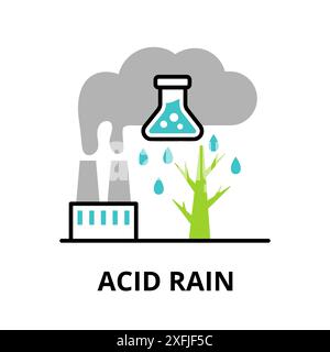 Icona di design moderno e piatto, illustrazione vettoriale, concetto infografico di Acid Rain per grafica e web design Illustrazione Vettoriale