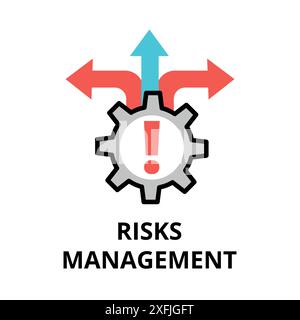 Icona Concept of Risks Management, moderna illustrazione vettoriale di design a linee sottili e piatte, per la progettazione grafica e Web Illustrazione Vettoriale