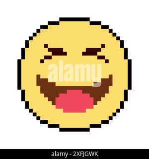 Emoticon ed Emoji Smile, illustrazione vettoriale di disegno pixel art Illustrazione Vettoriale