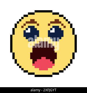 Emoticon ed Emoji Smile, illustrazione vettoriale di disegno pixel art Illustrazione Vettoriale