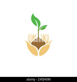 Illustrazione vettoriale del logo di piantagione di alberi. Icona pianta Illustrazione Vettoriale
