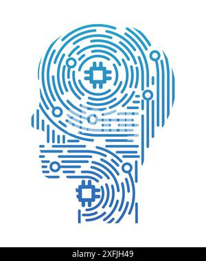 Concetto rete e sicurezza informatica in stile impronte digitali, illustrazione vettoriale dal design piatto, per grafica e web design Illustrazione Vettoriale