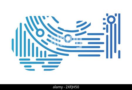 Concetto rete e sicurezza informatica in stile impronte digitali, illustrazione vettoriale dal design piatto, per grafica e web design Illustrazione Vettoriale