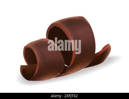 Trucioli di cioccolato su sfondo bianco, illustrazione vettoriale realistica primo piano Illustrazione Vettoriale