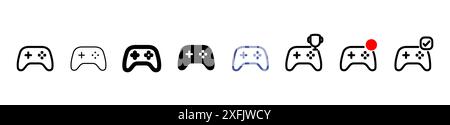 Set di forme della linea del Console Gamepad, illustrazione vettoriale del design a linee sottili Illustrazione Vettoriale