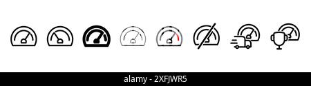 Set di forme della linea del tachimetro, illustrazione vettoriale con design sottile Illustrazione Vettoriale