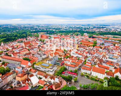 Vista panoramica aerea del centro storico di Ingolstadt. Ingolstadt è una città della Baviera, in Germania. Foto Stock