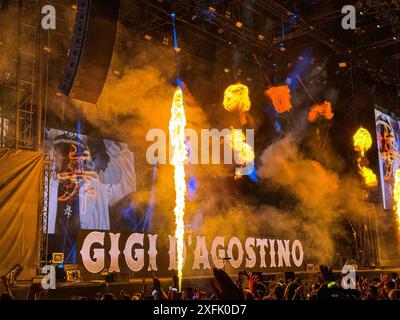 Roma, 3 luglio 2024, Gigi D'Agostino si esibisce in Rock in Rome all'Ippodromo delle Capannelle di Roma, Francesco Paris/Alamy Live News Foto Stock