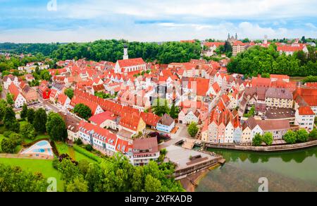 Vista panoramica aerea di Landsberg am Lech. Landsberg am Lech è una città della Baviera sud-occidentale, in Germania Foto Stock