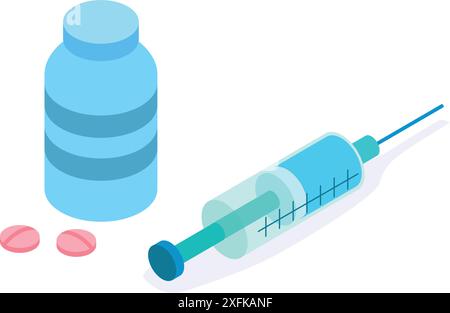 Concetto di farmaci medici su sfondo trasparente, illustrazione vettoriale dal design piatto Illustrazione Vettoriale