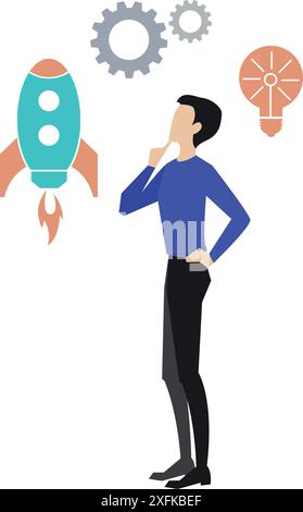 Start-up - concetto aziendale su sfondo trasparente, illustrazione vettoriale con design piatto Illustrazione Vettoriale