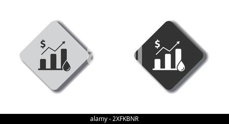 Grafico del prezzo del petrolio. Aumento dei prezzi del carburante. Illustrazione vettoriale piatta. Illustrazione Vettoriale
