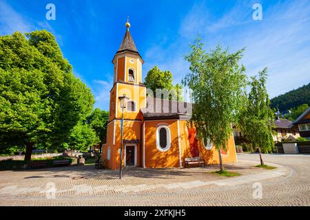 Chiesa parrocchiale di San Sebastiano a Garmisch-Partenkirchen, città della Baviera, Germania meridionale Foto Stock