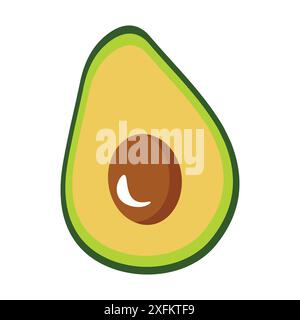 Icona del cibo avocado. Avocado intero e mezzo isolato su fondo bianco. Frutta tropicale estiva per uno stile di vita sano. Illustrazione vettoriale Illustrazione Vettoriale