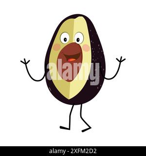 Avocado dei cartoni animati personaggi mascotte, illustrazione a forma di fumetto disegnata a mano, icona disegnata a forma di fumetto avocado Illustrazione Vettoriale