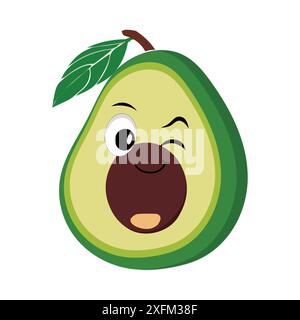Avocado dei cartoni animati personaggi mascotte, illustrazione a forma di fumetto disegnata a mano, icona disegnata a forma di fumetto avocado Illustrazione Vettoriale