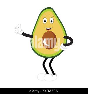 Avocado dei cartoni animati personaggi mascotte, illustrazione a forma di fumetto disegnata a mano, icona disegnata a forma di fumetto avocado Illustrazione Vettoriale