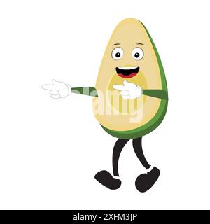 Avocado dei cartoni animati personaggi mascotte, illustrazione a forma di fumetto disegnata a mano, icona disegnata a forma di fumetto avocado Illustrazione Vettoriale