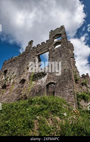 Laugharne, Galles, paesaggio del castello, Dylan Thomas Foto Stock