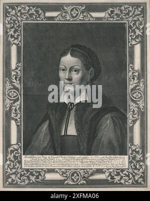 Catharina von Bore, moglie di D. Martin Lutero, nacque A. 1499, dalla nobile casata della famiglia von Bore ... 1700 Katharina von Bora (1499?–1552), dopo il suo matrimonio Katharina Lutero, chiamata anche "Die Lutherin" ("il Lutero"), era la moglie del riformatore tedesco Martin Lutero e una figura fondamentale della riforma protestante. Anche se poco si sa di lei, è spesso considerata importante per la riforma, il suo matrimonio ha creato un precedente per la vita familiare protestante e il matrimonio clericale. Foto Stock