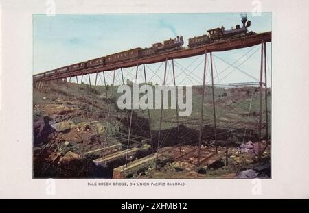 Foto d'epoca del Dale Creek Bridge, sulla Union Pacific Railroad. STATI UNITI, 1899 Foto Stock