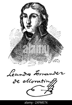 Leandro Fernández de Moratín (1760-1828), escritor español. Grabado de 1903. Foto Stock