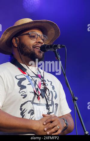 Butcher Brown si esibisce sul palco al Montreal International Jazz Festival, Montreal, Quebec, Canada Foto Stock