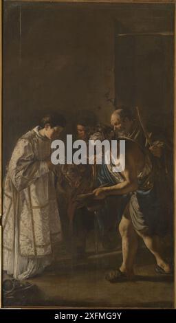 Saint Lawrence distribuisce Alms. Museo: Palazzo Barberini, Roma. Autore: GIOVANNI SERODINE. Foto Stock