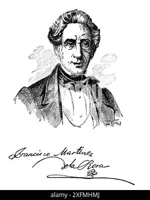 Francisco Martínez de la Rosa (1781-1862), poeta, dramaturgo y político español. Grabado de 1903. Foto Stock