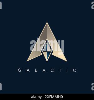 Lettera A Una freccia 3d di colore dorato direzione nuovo logo aziendale Illustrazione Vettoriale