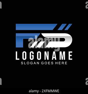 Elementi del modello di design del logo lettera FS. Moderno logo alfabetico digitale astratto Illustrazione Vettoriale