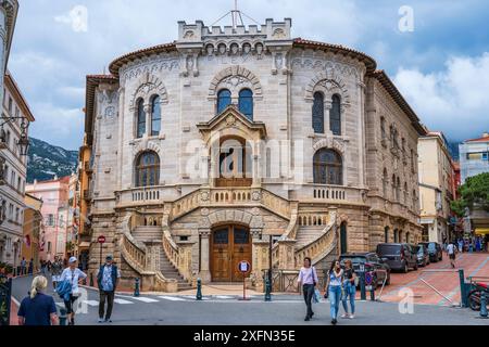 Palais de Justice in Rue Colonel Bellando de Castro, Monaco-Ville, le Rocher (la roccia) a Monaco sulla Costa Côte Azzurra Foto Stock