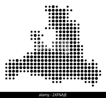 Mappa simbolo del Bundesland Salisburgo (Austria) che mostra lo stato/provincia con un motivo di cerchi neri Illustrazione Vettoriale