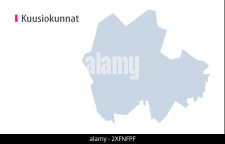 Kuusiokunnat MAP vector1, Finlandia Mappa, regione Finlandia, con bg bianco, Finlandia mappa con bandiera a sbalzo. Politica, governo, gente, giornata nazionale, Illustrazione Vettoriale