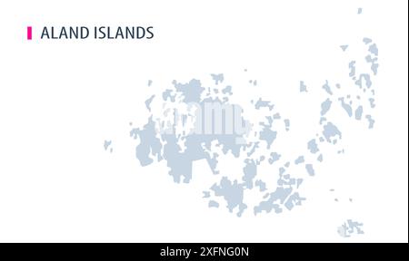 Aland Islands MAP vector1, Finlandia Mappa, regione Finlandia, con bianco bg, Finlandia mappa con bandiera a sbalzo. Politica, governo, gente, giornata nazionale, Illustrazione Vettoriale