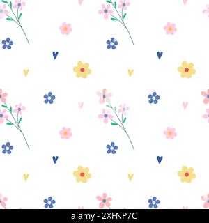 Vector seamless pattern con fiori Illustrazione Vettoriale