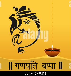 Loard Ganesha Vector Image, Shree Ganesh ji, opere d'arte di ganesha, ganesh chaturthi festival dell'India, Loard Ganesh, Abstract, isolato Illustrazione Vettoriale