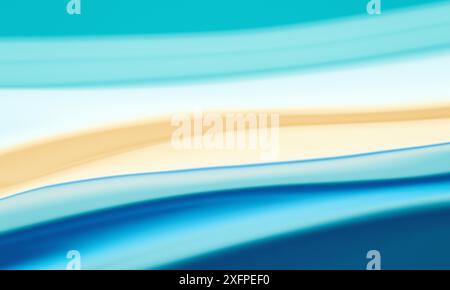 Sfondo a righe, blu giallo onde bianche, estate astratto mare sabbia cielo banner design Foto Stock